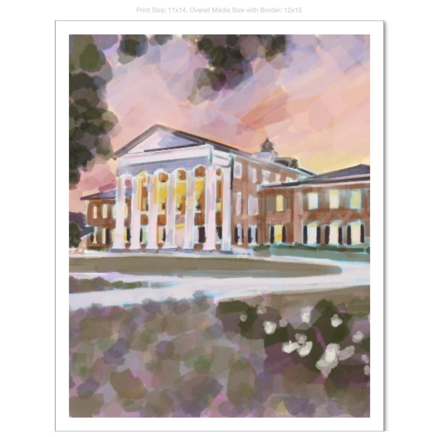 Ole Miss Campus Giclee on Premium Heavyweight Paper