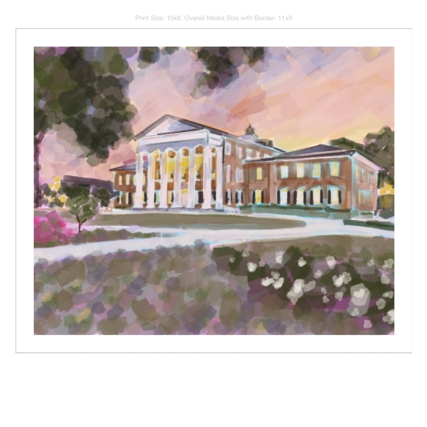 Ole Miss Campus Giclee on Premium Heavyweight Paper