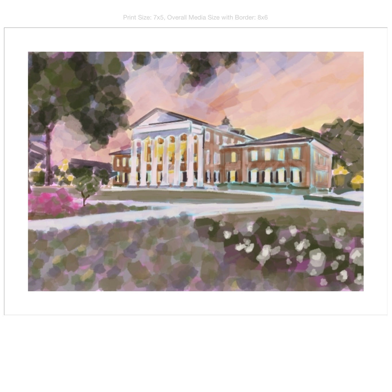 Ole Miss Campus Giclee on Premium Heavyweight Paper