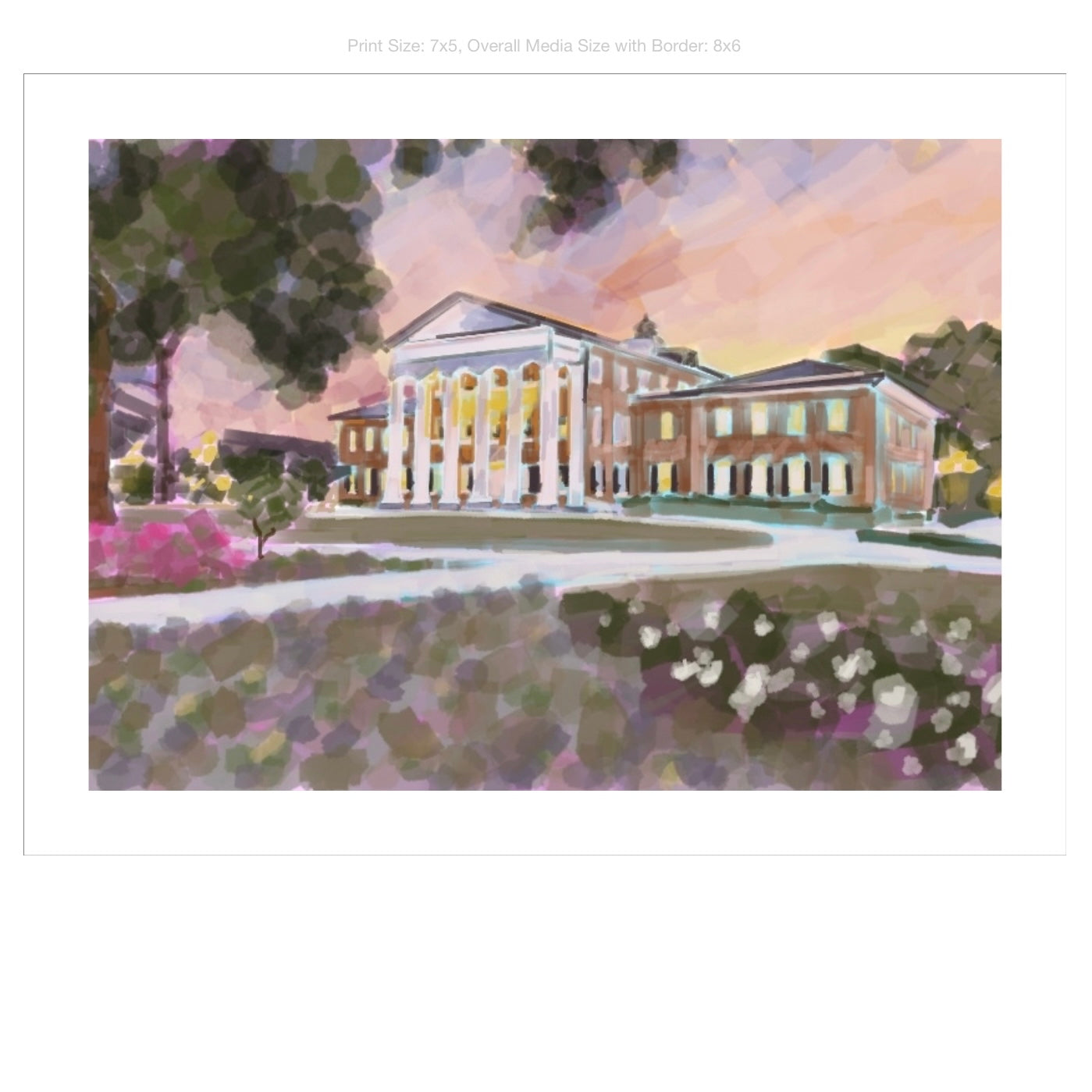 Ole Miss Campus Giclee on Premium Heavyweight Paper