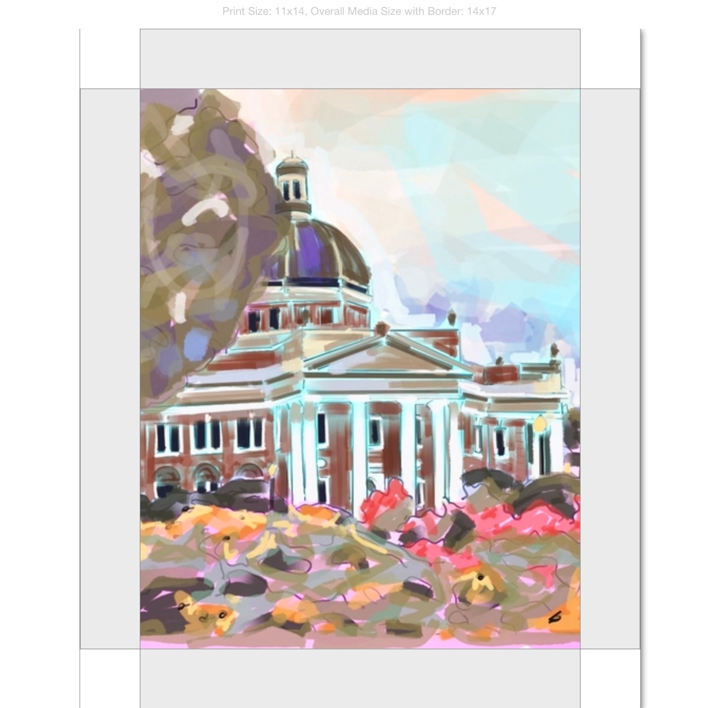 Southern Miss Campus Giclee on Gallery Wrapped Canvas