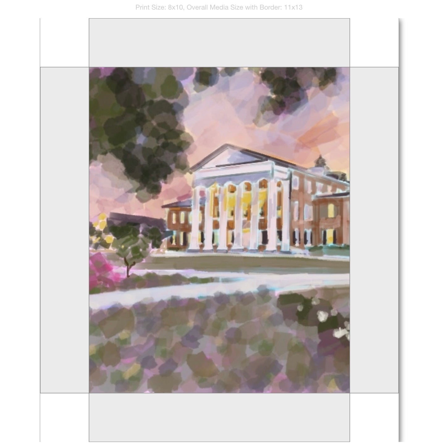 Ole Miss Campus Giclee on Gallery Wrapped Canvas