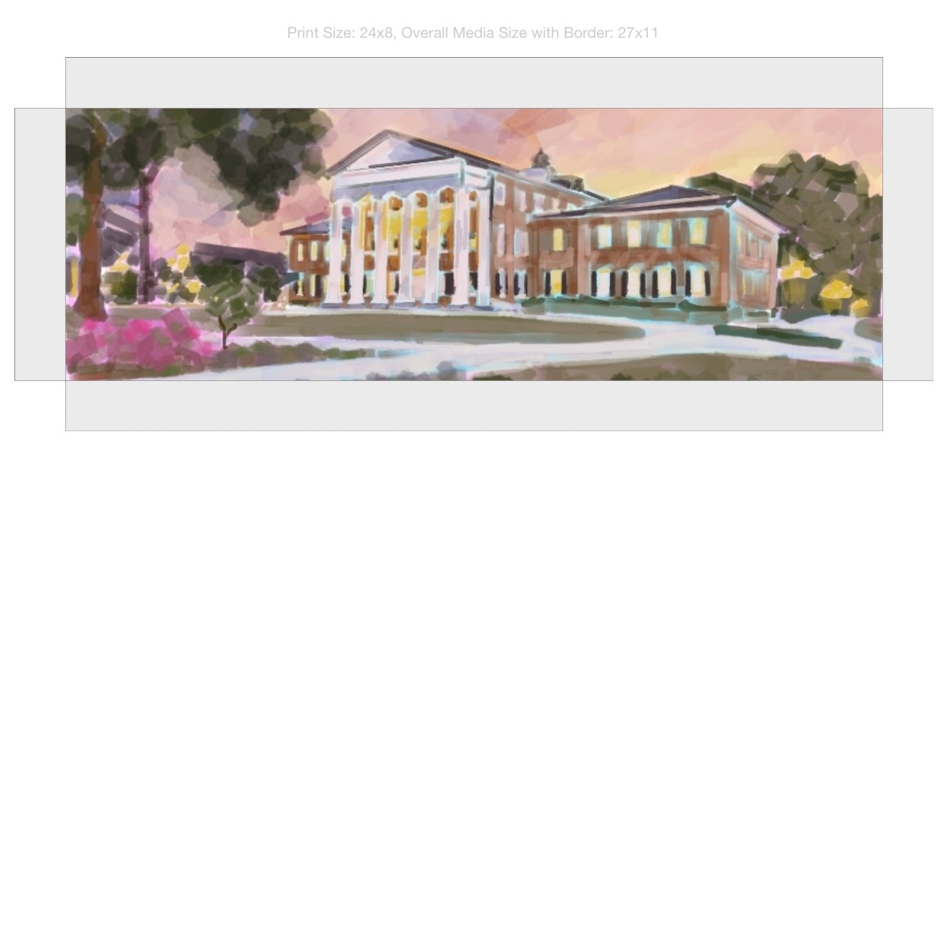 Ole Miss Campus Giclee on Gallery Wrapped Canvas