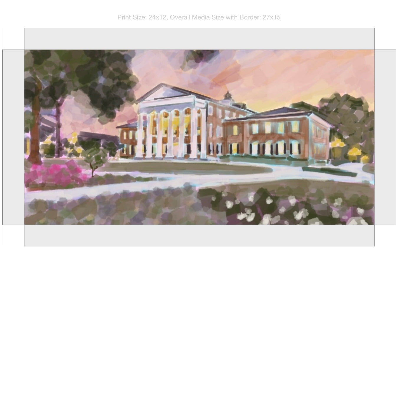 Ole Miss Campus Giclee on Gallery Wrapped Canvas