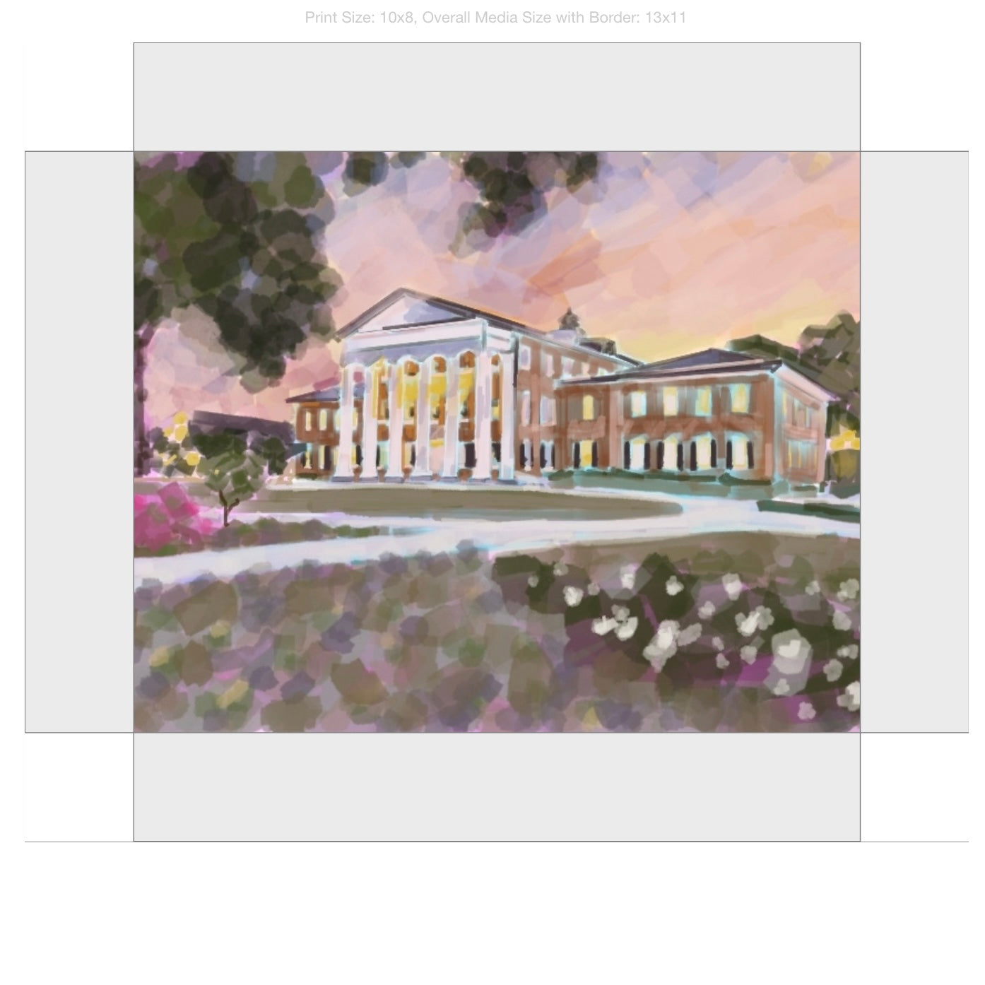 Ole Miss Campus Giclee on Gallery Wrapped Canvas