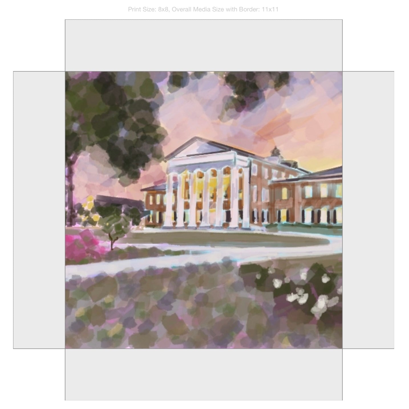 Ole Miss Campus Giclee on Gallery Wrapped Canvas
