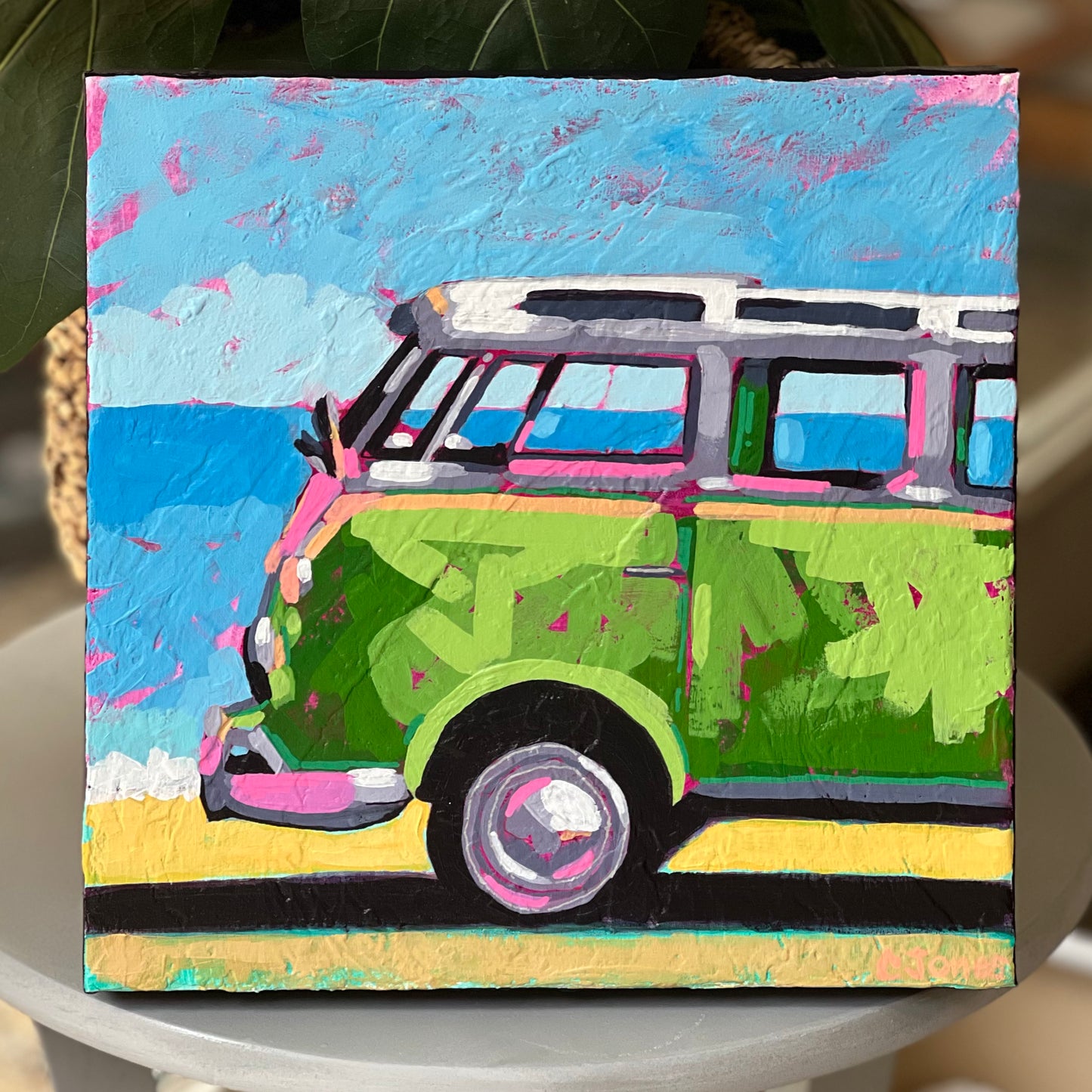 12” x 12” Textured VW Beach Van