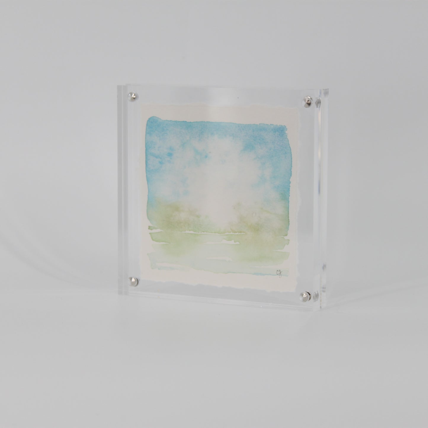 5” x 5” Acrylic Framed Watercolor Landscape