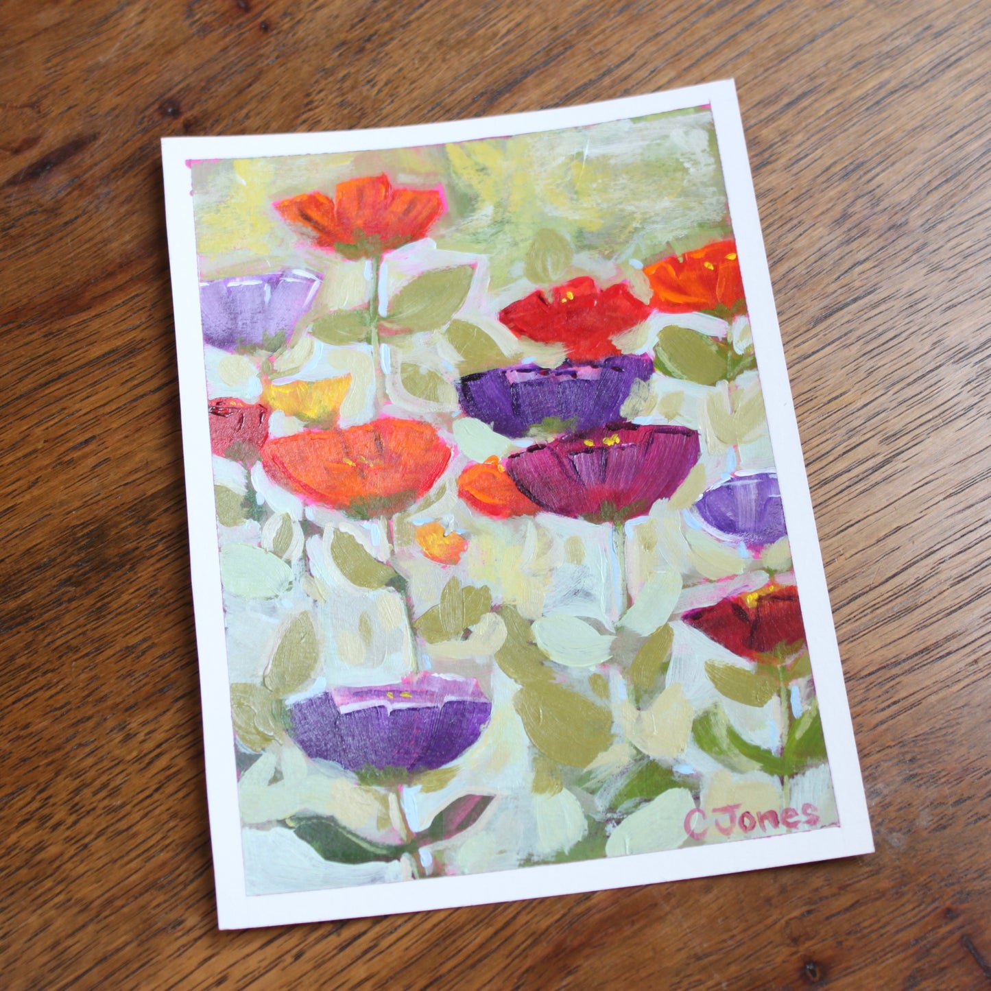Zinnias on paper