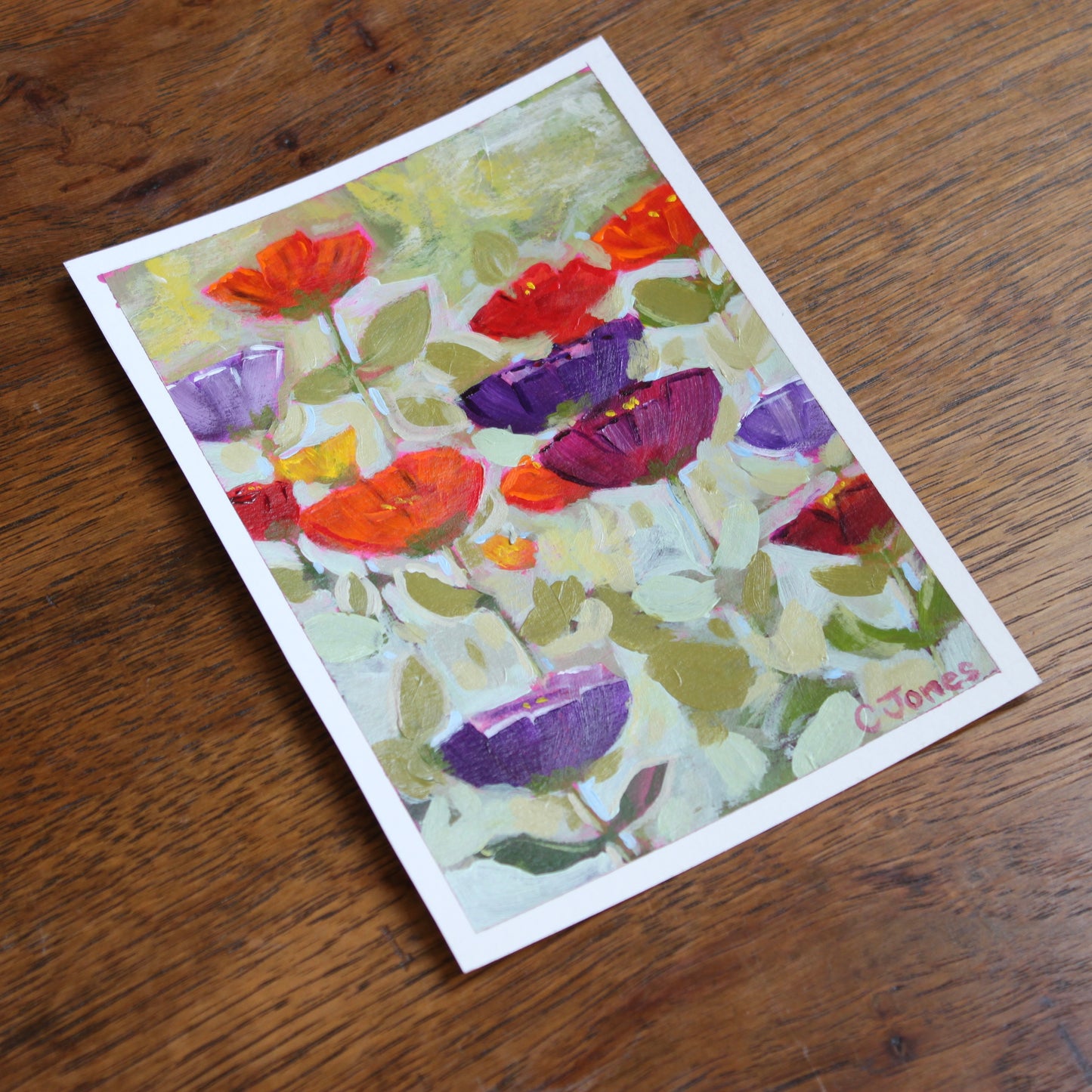 Zinnias on paper
