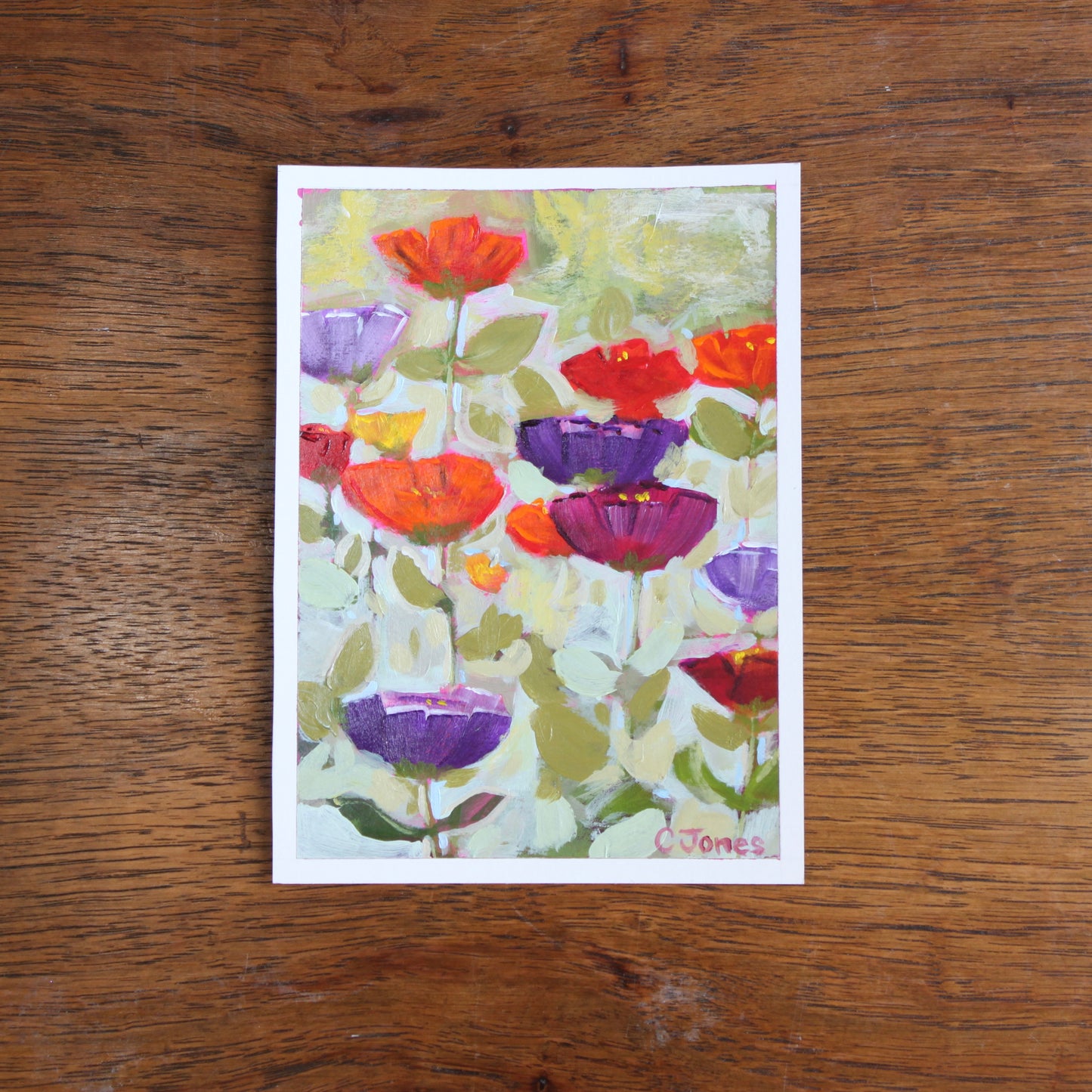Zinnias on paper