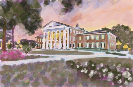 Ole Miss Campus Giclee on Gallery Wrapped Canvas