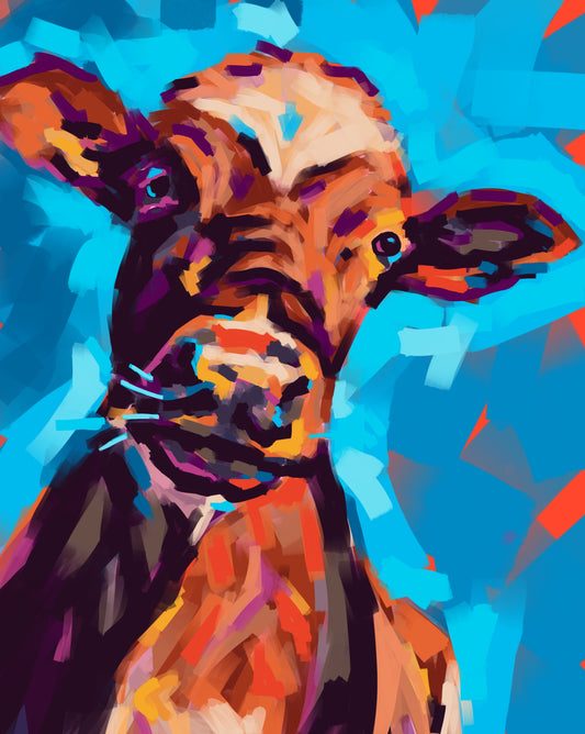 Colorful Cow on Premium Heavyweight Paper