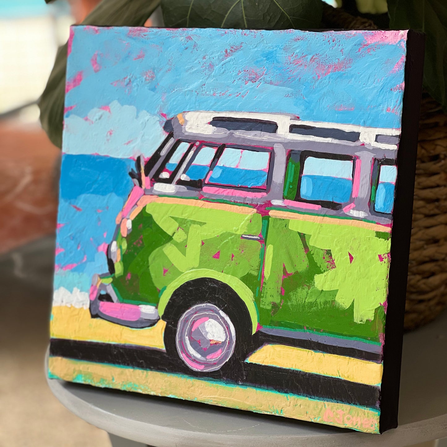 12” x 12” Textured VW Beach Van