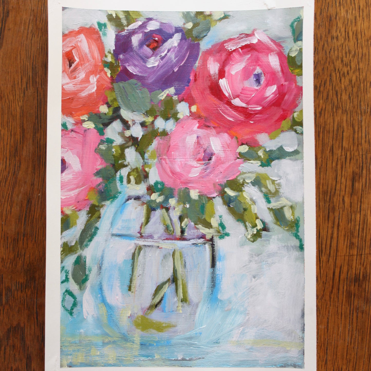 Colorful Roses on paper